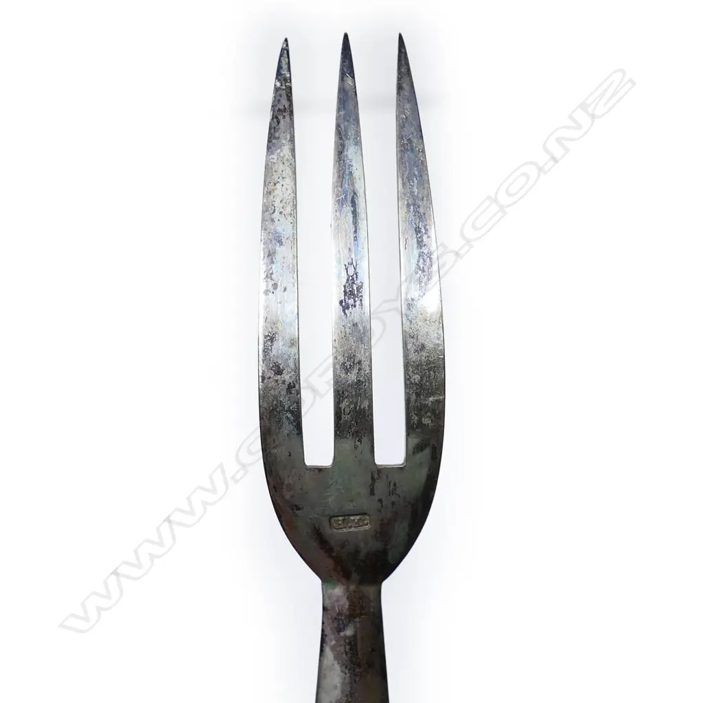 A set of 12 Heinrich Kohn (Auckland) silver and greenstone pickle forks, Image 1++